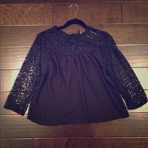 NEW black crochet sleeves top