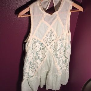 High Neck Elegant Blue Lace Dress