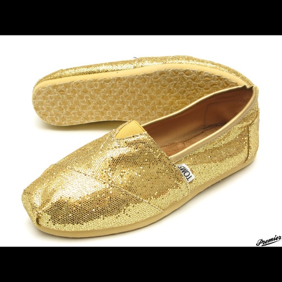 Glitter gold toms worn once