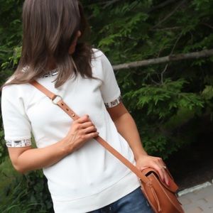 J. Crew Jeweled Short Sleeve Sweatshirt Off White