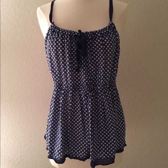American Eagle Outfitters blue polka dot top