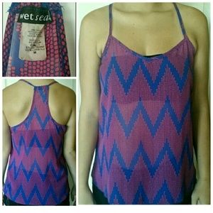 Fuchsia and blue chevron tank