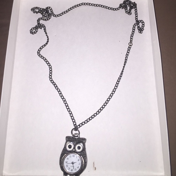 Owl clock necklace