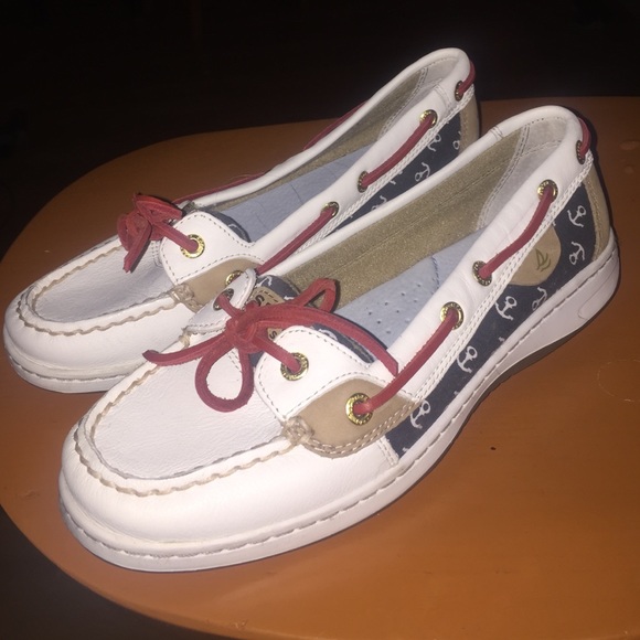 Sperry Topsider Angelfish Boat Shoe White Anchors