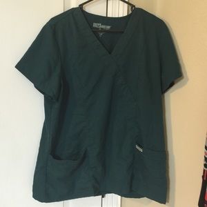 Greta Anatomy Scrubs tops and drawstring bottoms