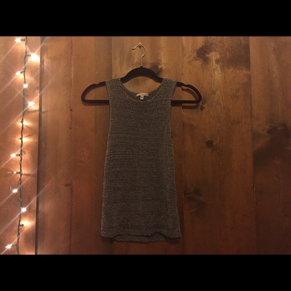 Knit Sheer Gray High Neck Tank - Picture 2 of 2