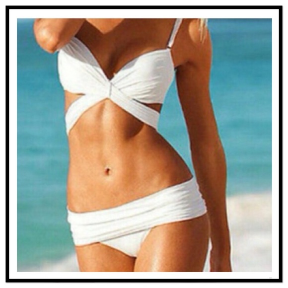 Tops - WHITE BIKINI WITH FOLD OVER BOTTOMS - NWOT
