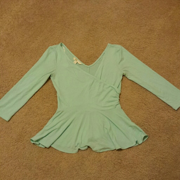 Mint Silk peplum top