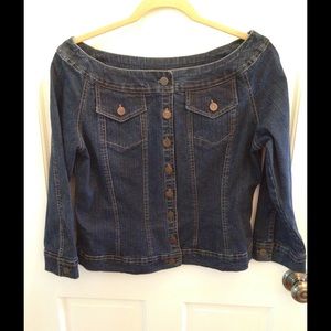 Soft Surroundings, Denim Off-Shoulder Top, M, NWOT