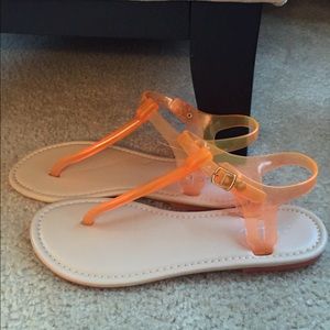 BOGO! ALDO Orange Jelly Flat Sandals