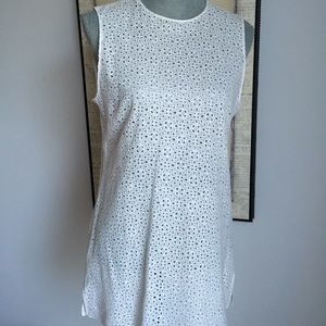 Zara White  Embroidered Tunic Top Size Small