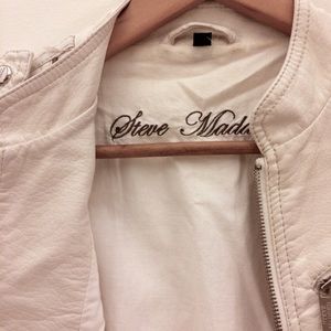 White vegan leather Steve Madden fitted jacket