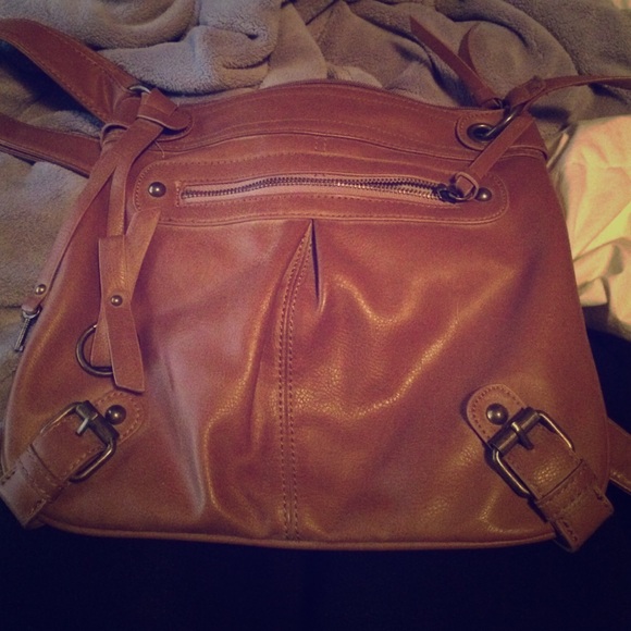 Cognac faux leather purse