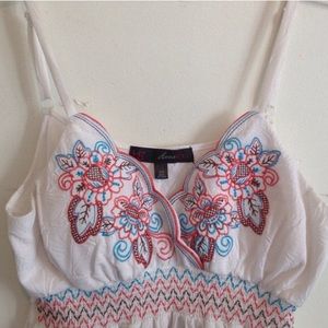 Embroidered White Tank