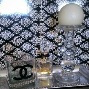 Square Custom Glass Make-up Brush Holder