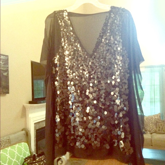 Black sequin BCBG top