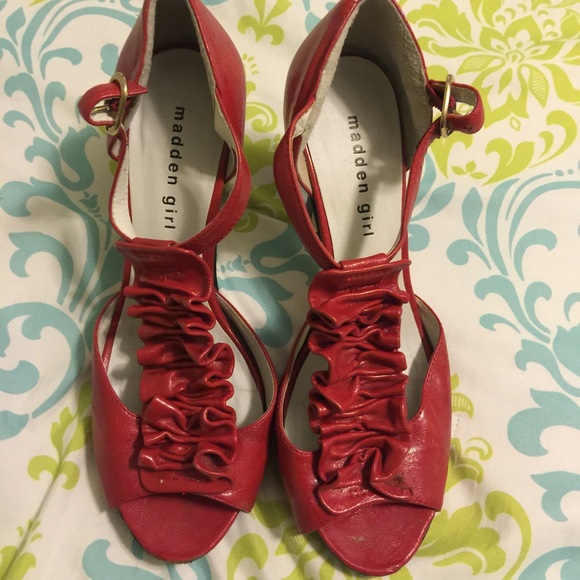 SOLD red strappy sexy heels