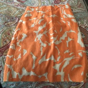 JCrew Lined Pencil Skirt (Sz2 cream, orange, gold)