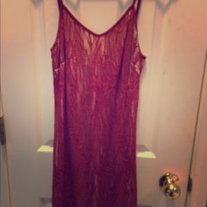Red crochet-look slip dress