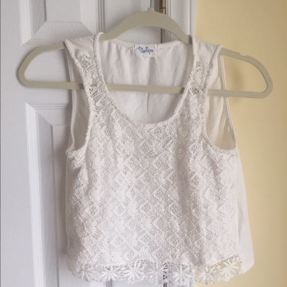 White lacy crop top