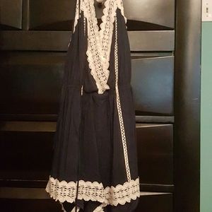 Navy blue romper with crochet