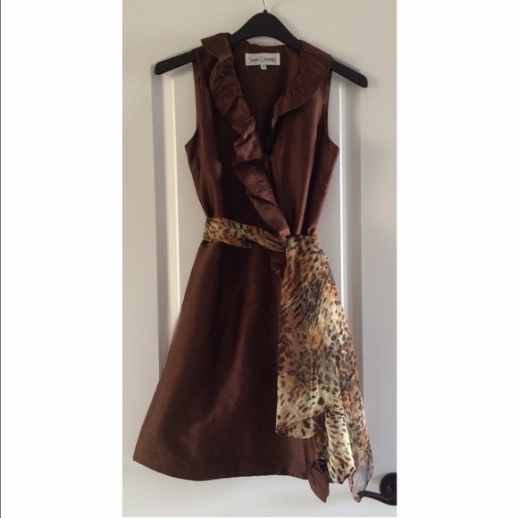 Sara Campbell Silk Sleeveless Ruffle Wrap Dress
