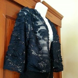 Gorgeous navy blue silver sequined shrug NWT