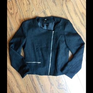 H&M Black Asymmetrical Zip-Up Blazer Sz.8