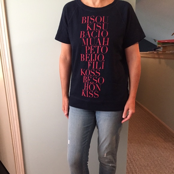 J. Crew short sleeve 'Kiss' sweatshirt
