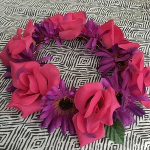 Small Pink and Purple Flower Crown Handmade