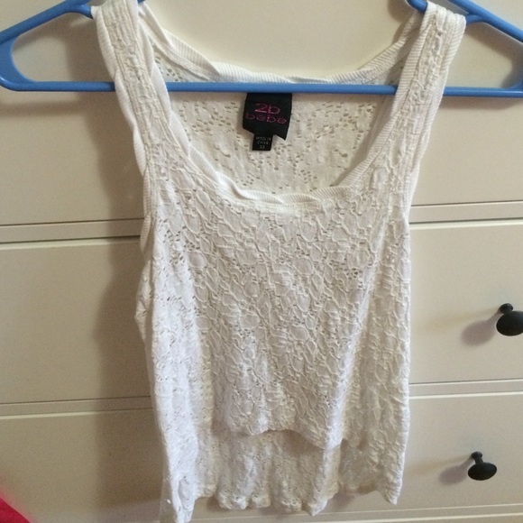 White hi-low lace top