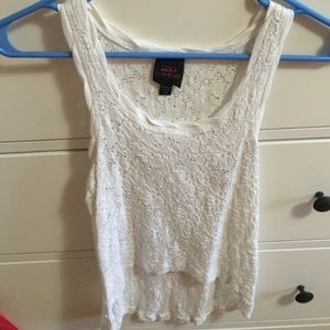 White hi-low lace top