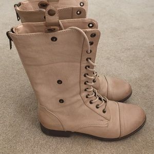 Cream with floral inside combat boots