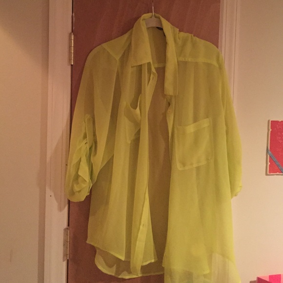 Victoria Secret Neon Green Chiffon Top