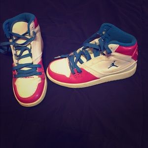 Pink and blue Jordan's