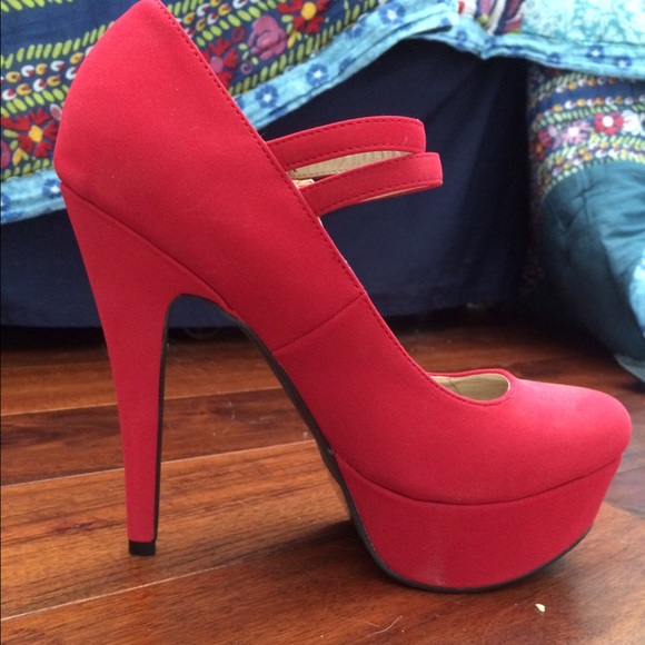 Red Strappy Pumps