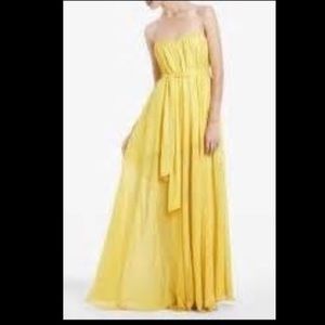 BCBG strapless yellow evening gown