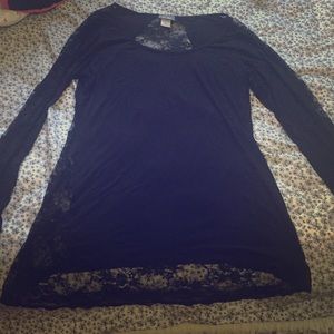 Black shirt with lace detail