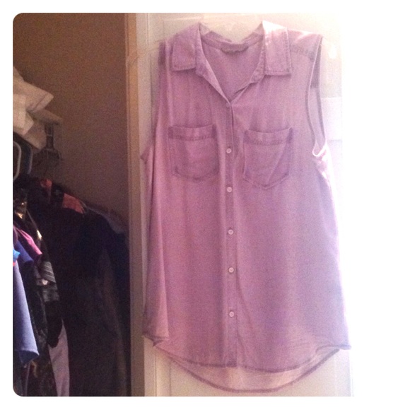 M purple denim rubbish buttondown shirt sleeveless