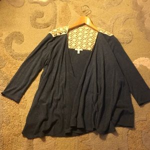 CROCHET BACK FLOWY CARDIGAN