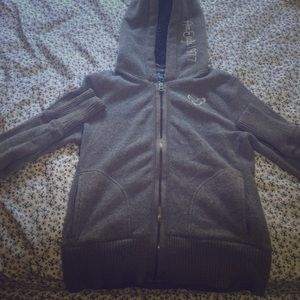 Warm grey fleece American Eagle zip up hoodie