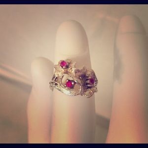Floral Ruby Sterling Silver Ring