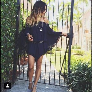 LF navy boho off shoulder o/s dress / top