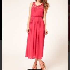 ASOS pink midi dress with cutwork