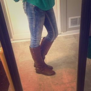 Brown riding boots