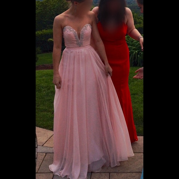 La Femme Strapless Pale Pink Prom Dress 00 - Picture 4 of 4