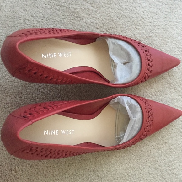 Nine West red pumps with mid heel