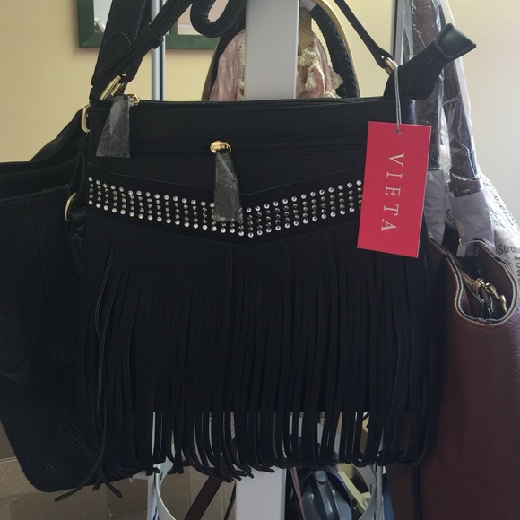 Black fringe handbag