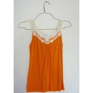 Bright Orange Crochet Tank Top