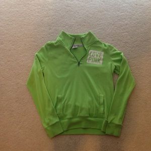 Victoria secret half zip lime green sweater